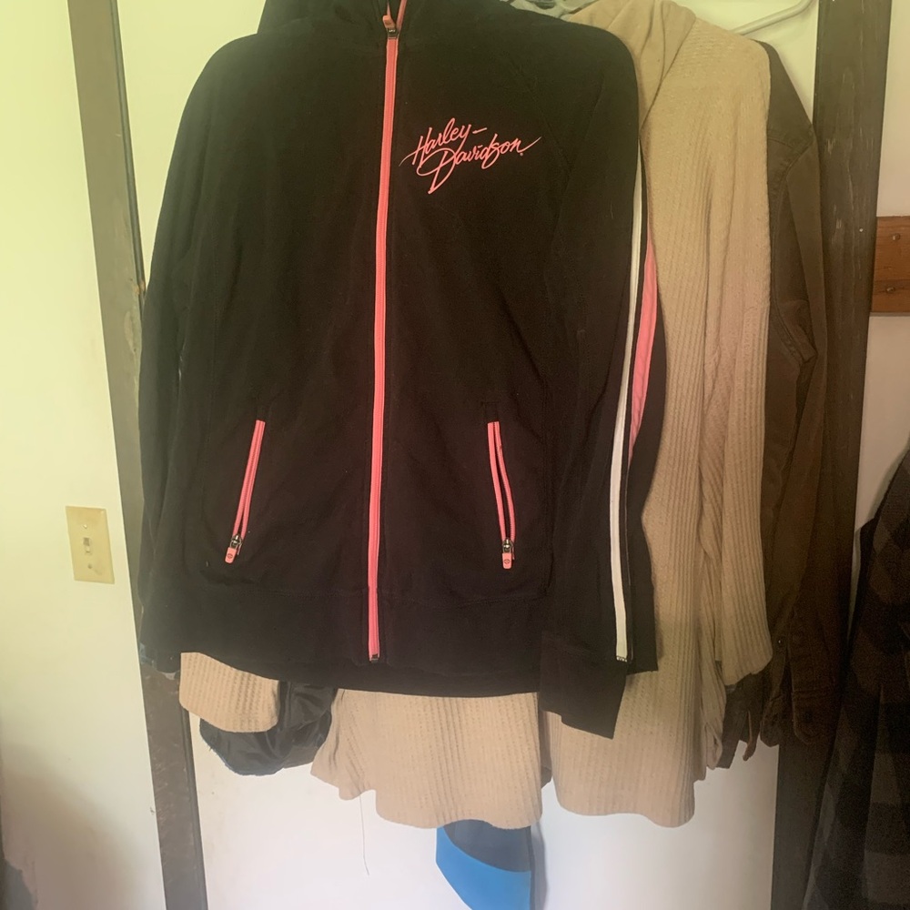 Harley-Davidson Black Hoodie with Pink Trim